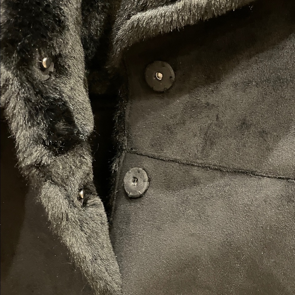 White House Black Market Dark Teddy Jacket with Plush Collar - Picture 5 of 9